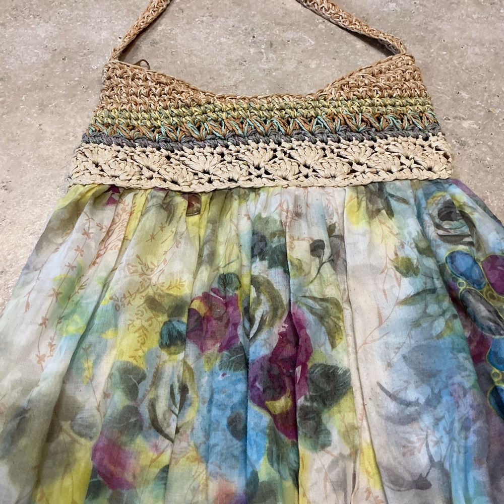 Cappelli Straworld Woven & Fabric crochet Boho Bag Tote Purse Shoulder Hippie - Picture 2 of 7